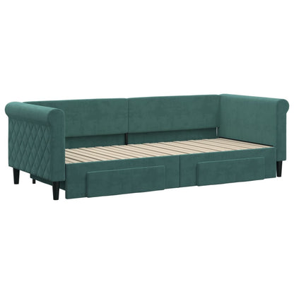 Divano Letto Estraibile Cassetti Verde Scuro 80x200cm Velluto - homemem39