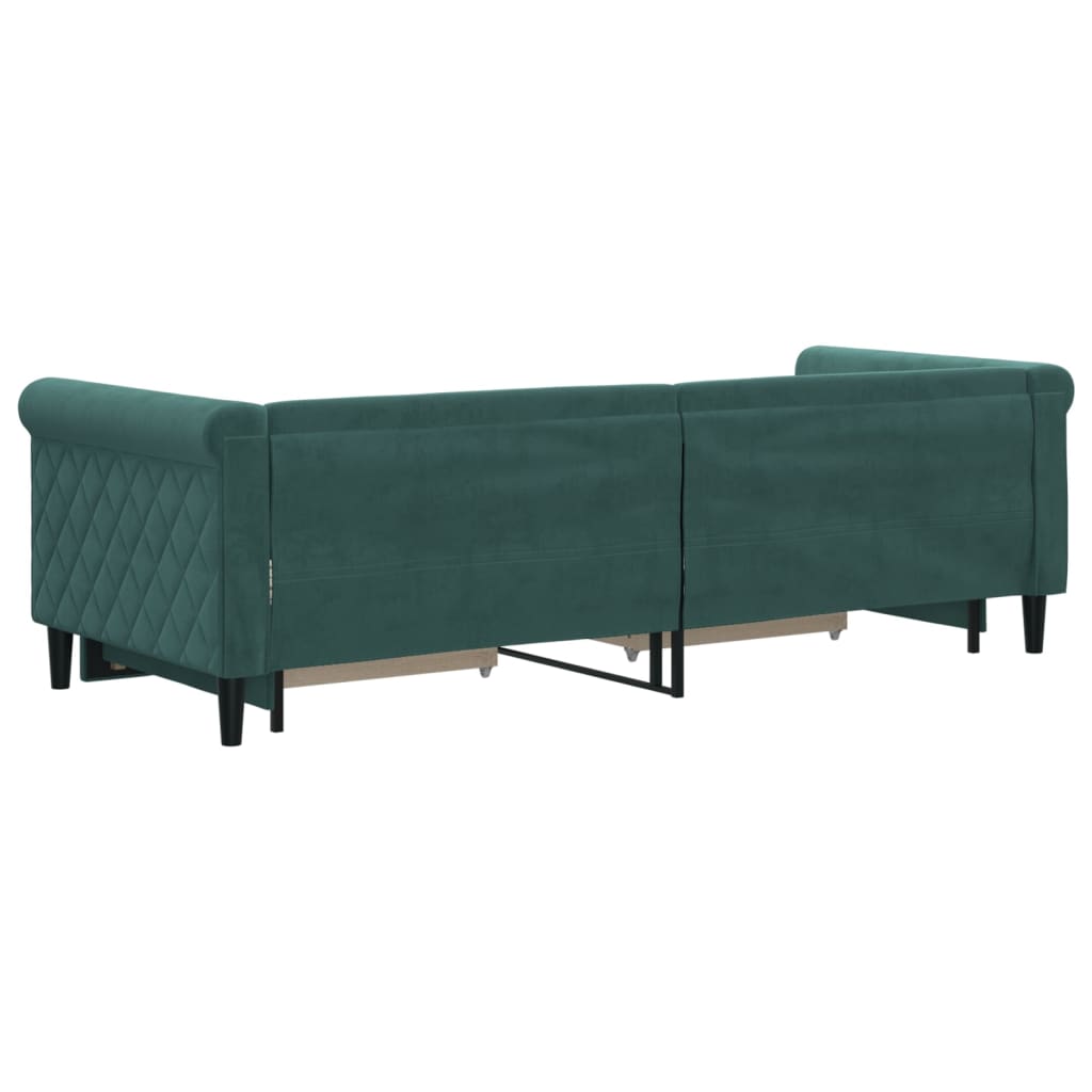 Divano Letto Estraibile Cassetti Verde Scuro 80x200cm Velluto - homemem39