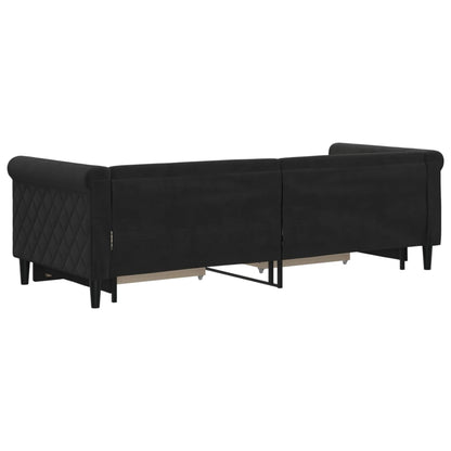 Divano Letto Estraibile con Cassetti Nero 80x200 cm in Velluto | homemem39