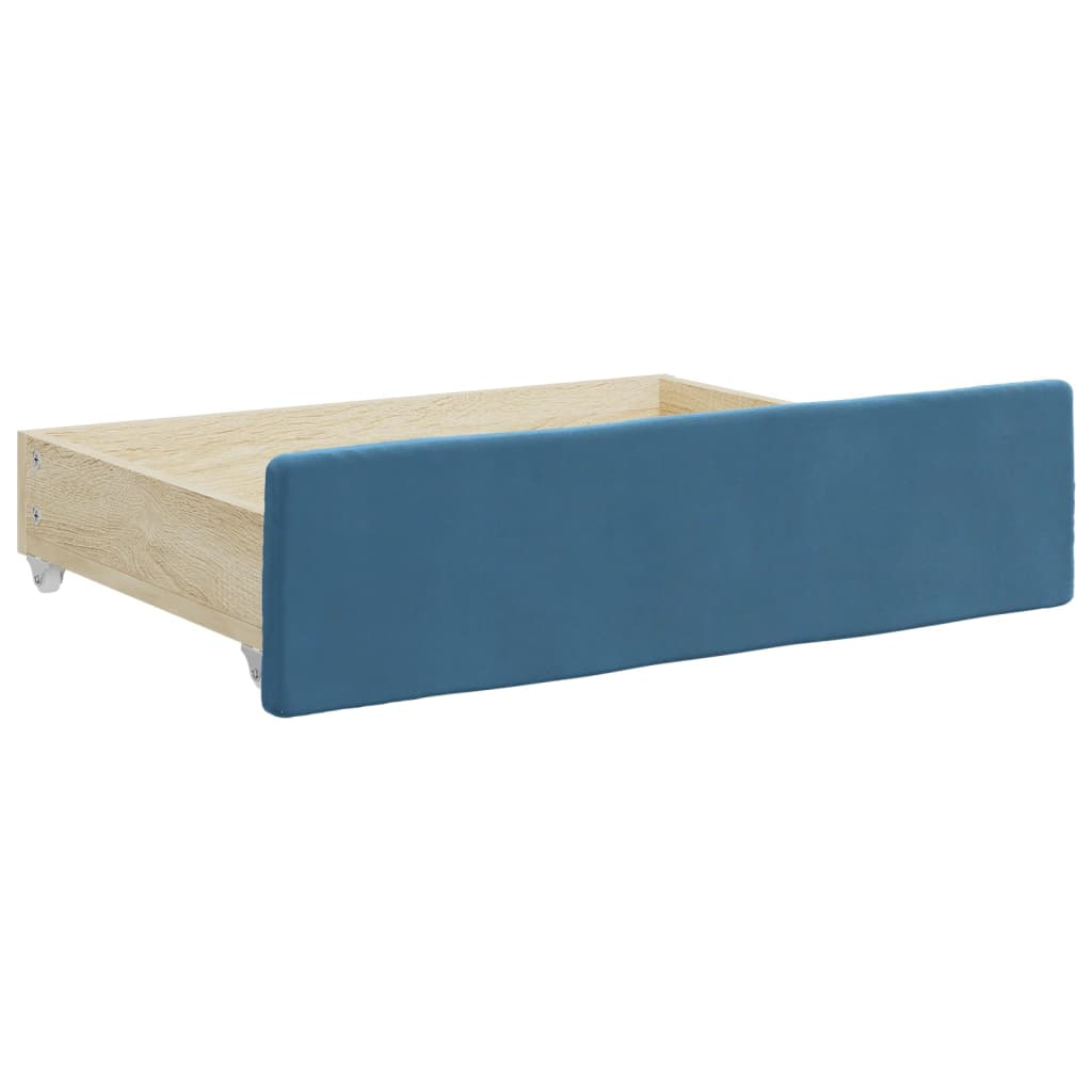Divano Letto Estraibile con Cassetti Blu 90x200 cm in Velluto - homemem39