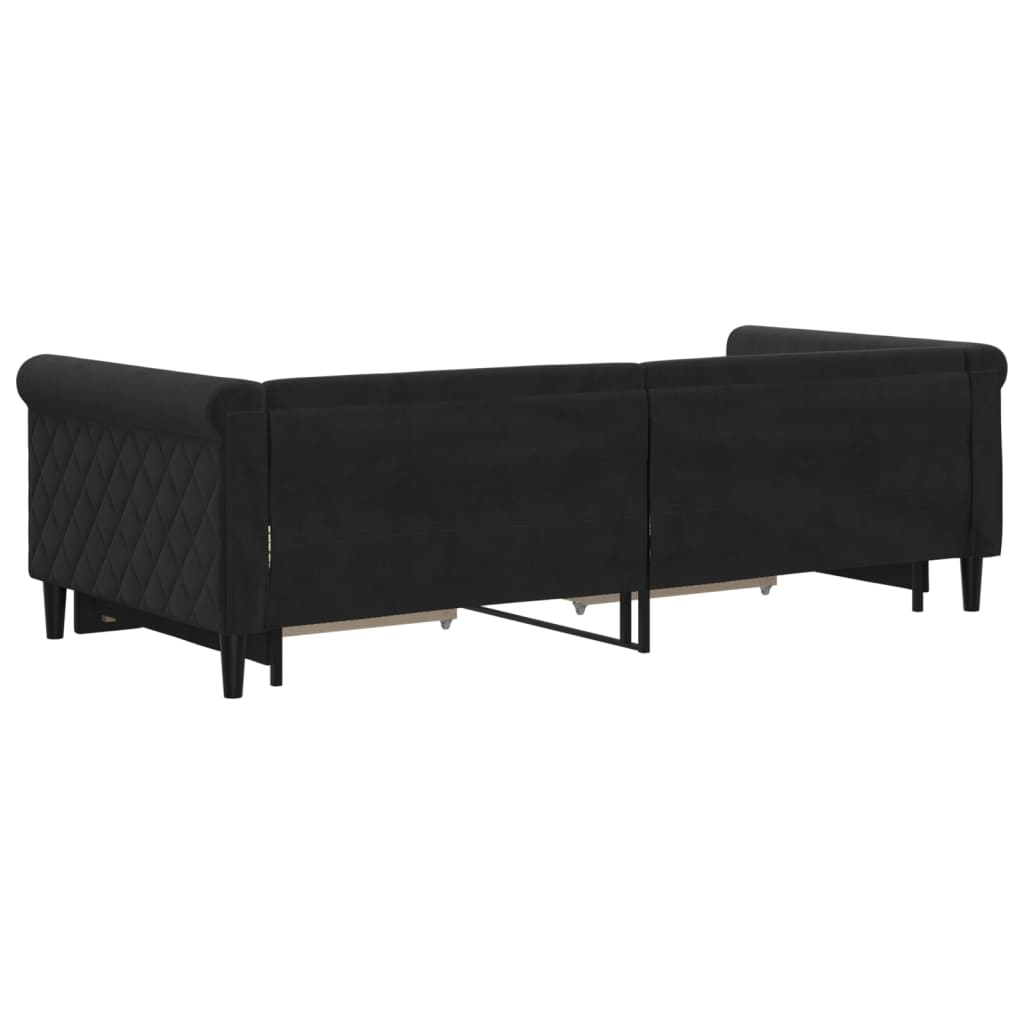 Divano Letto Estraibile con Cassetti Nero 90x200 cm in Velluto | homemem39
