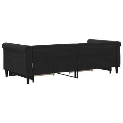 Divano Letto Estraibile con Cassetti Nero 90x200 cm in Velluto | homemem39