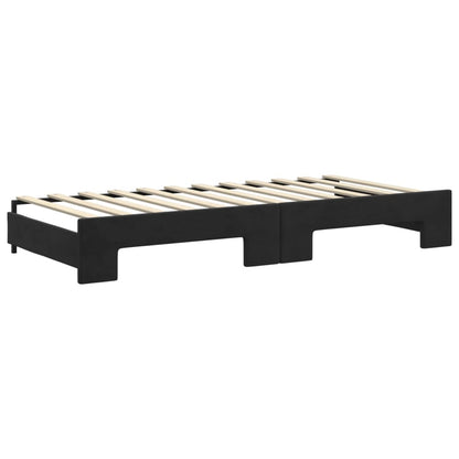 Divano Letto Estraibile con Cassetti Nero 90x200 cm in Velluto | homemem39