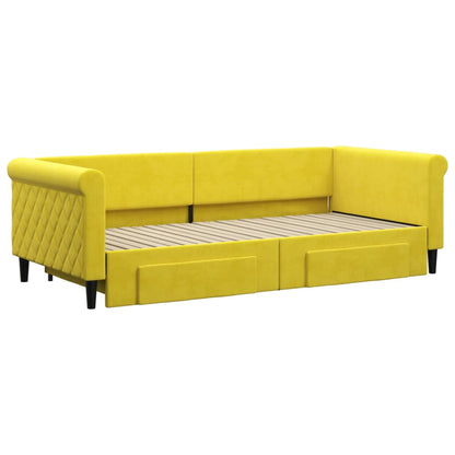 Divano Letto Estraibile con Cassetti Giallo 90x200cm in Velluto - homemem39
