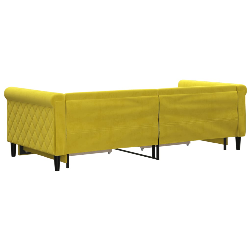 Divano Letto Estraibile con Cassetti Giallo 90x200cm in Velluto - homemem39