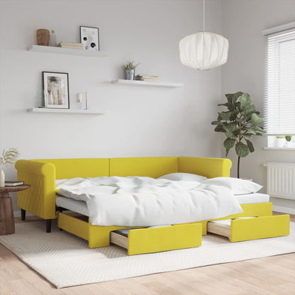 Divano Letto Estraibile con Cassetti Giallo 90x200cm in Velluto - homemem39