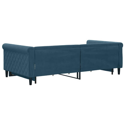 Divano Letto Estraibile con Cassetti Blu 100x200 cm in Velluto | homemem39