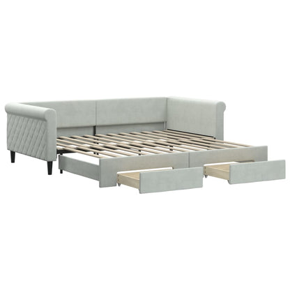 Divano Letto Estraibile Cassetti Grigio Chiaro 100x200 Velluto - homemem39