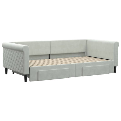 Divano Letto Estraibile Cassetti Grigio Chiaro 100x200 Velluto - homemem39