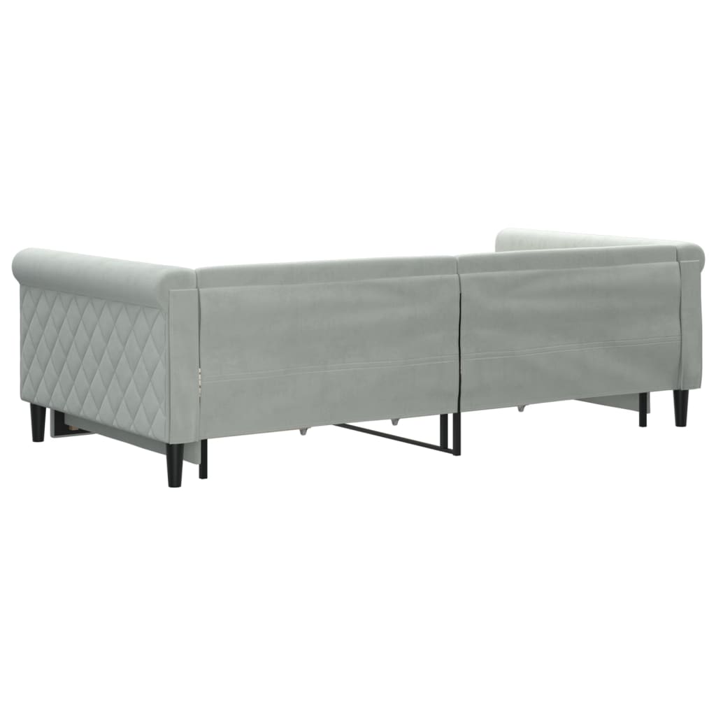 Divano Letto Estraibile Cassetti Grigio Chiaro 100x200 Velluto - homemem39