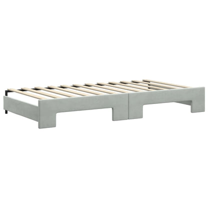 Divano Letto Estraibile Cassetti Grigio Chiaro 100x200 Velluto - homemem39