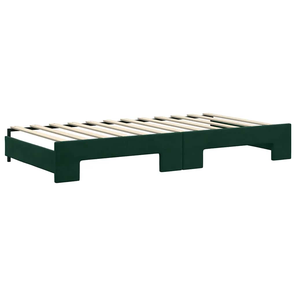 Divano Letto Estraibile Cassetti Verde Scuro 100x200cm Velluto | homemem39