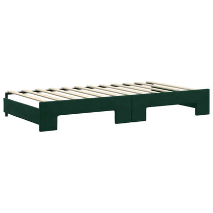 Divano Letto Estraibile Cassetti Verde Scuro 100x200cm Velluto | homemem39