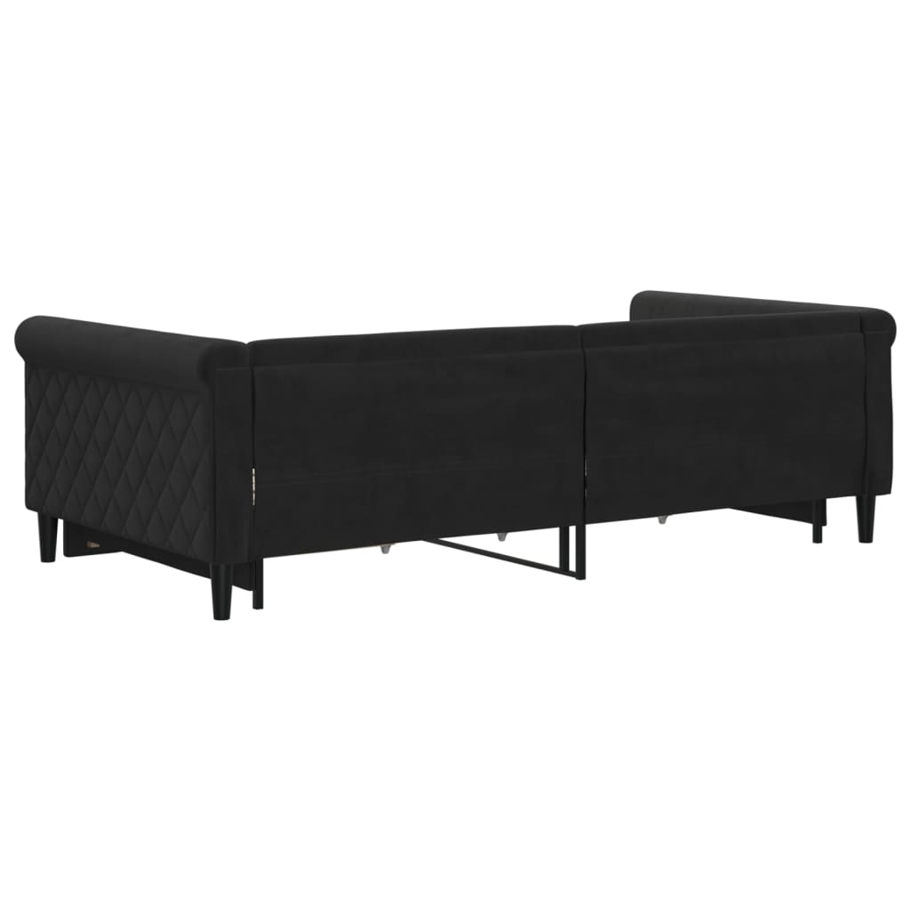 Divano Letto Estraibile con Cassetti Nero 100x200 cm in Velluto | homemem39