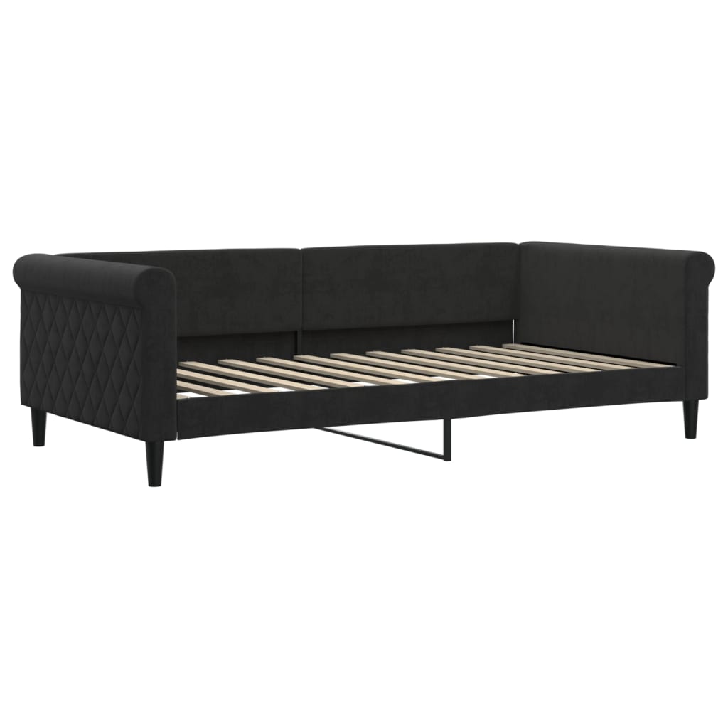 Divano Letto Estraibile con Cassetti Nero 100x200 cm in Velluto | homemem39