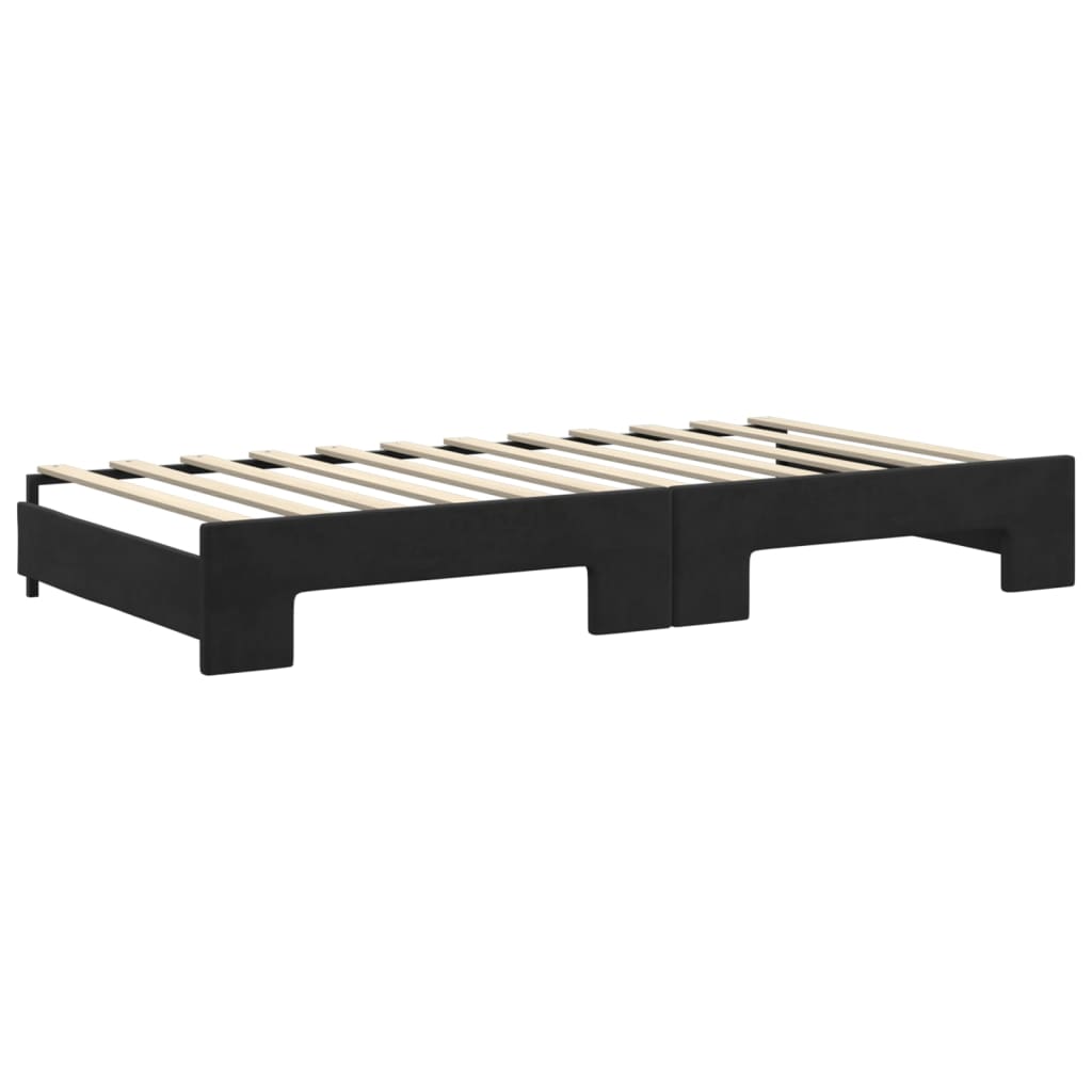 Divano Letto Estraibile con Cassetti Nero 100x200 cm in Velluto | homemem39