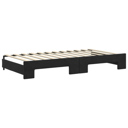 Divano Letto Estraibile con Cassetti Nero 100x200 cm in Velluto | homemem39