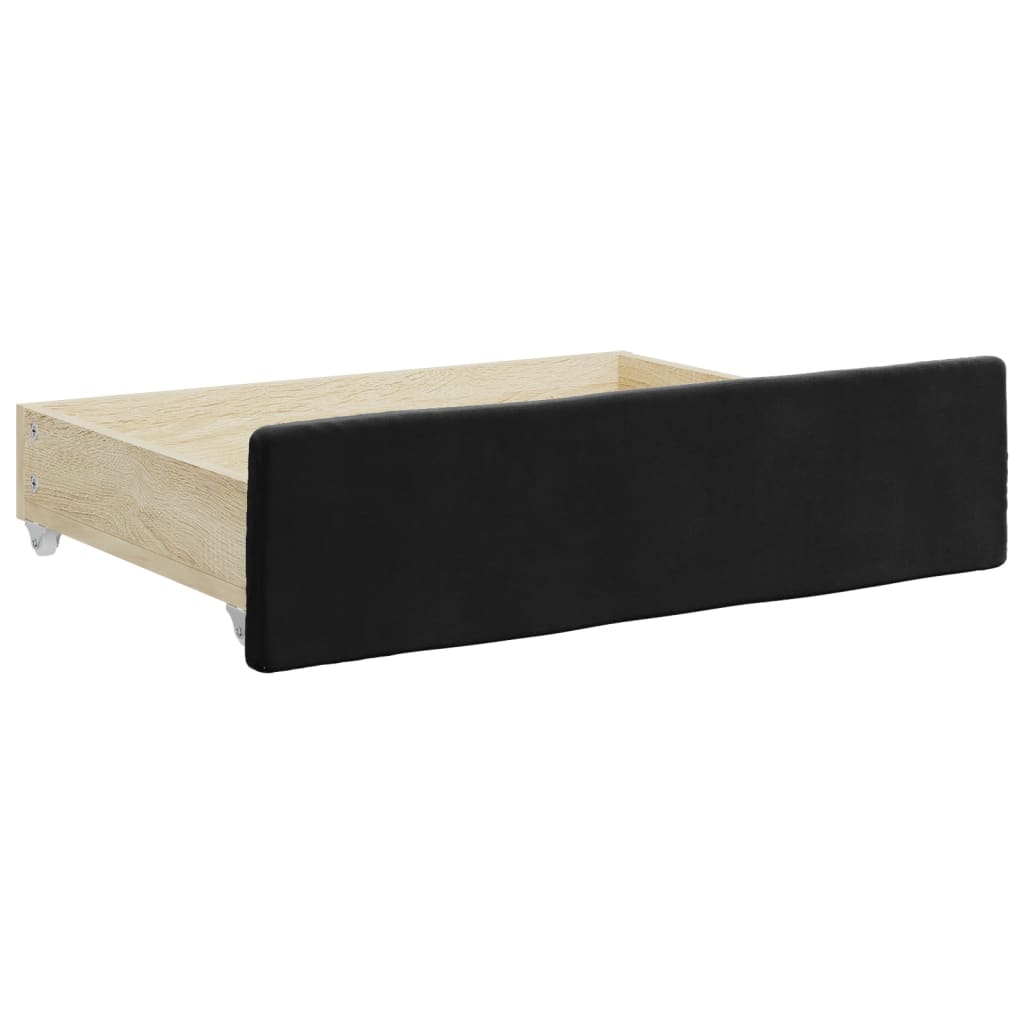 Divano Letto Estraibile con Cassetti Nero 100x200 cm in Velluto | homemem39