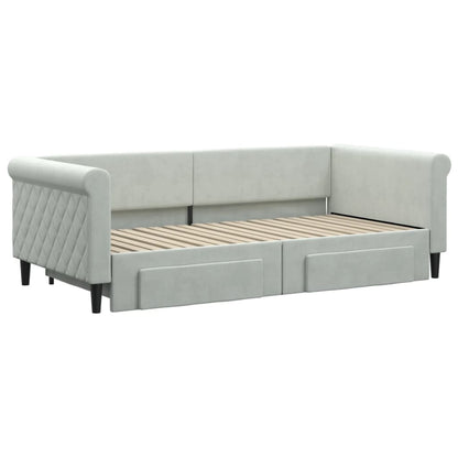 Divano Letto Estraibile Cassetti Grigio Chiaro 90x190cm Velluto - homemem39