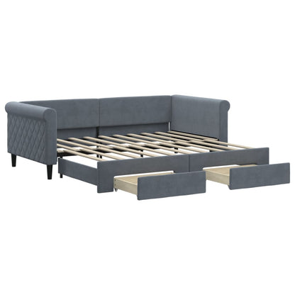 Divano Letto Estraibile Cassetti Grigio Scuro 90x190cm Velluto - homemem39
