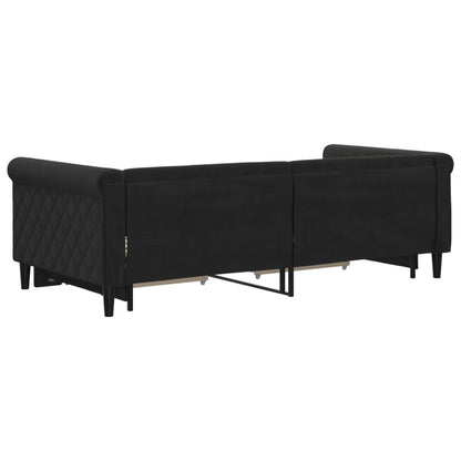 Divano Letto Estraibile con Cassetti Nero 90x190 cm in Velluto | homemem39