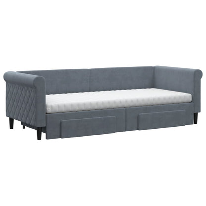 Divano Letto Estraibile Cassetti Grigio Scuro 80x200cm Velluto - homemem39
