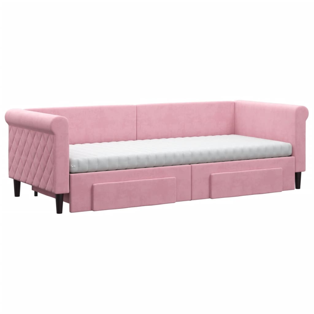 Divano Letto Estraibile con Cassetti Rosa 80x200 cm Velluto | homemem39