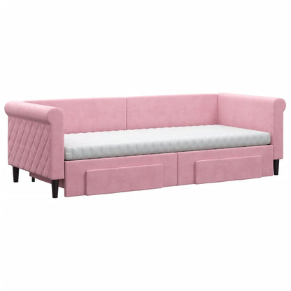 Divano Letto Estraibile con Cassetti Rosa 80x200 cm Velluto | homemem39