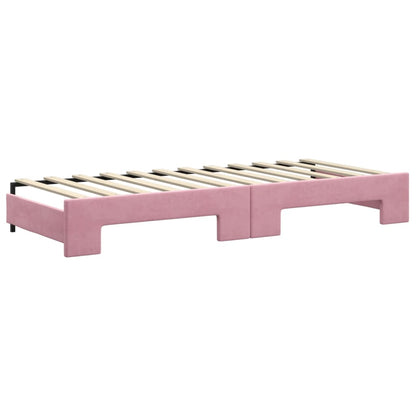 Divano Letto Estraibile con Cassetti Rosa 80x200 cm Velluto | homemem39