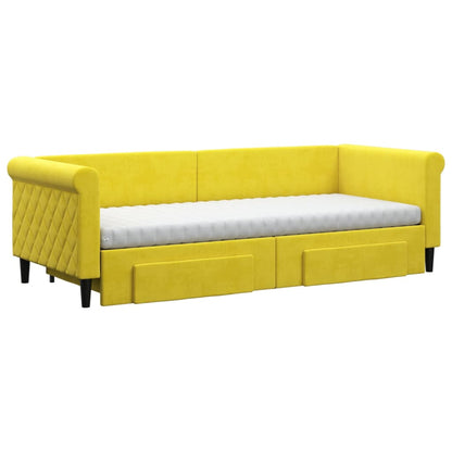 Divano Letto Estraibile con Cassetti Giallo 80x200cm in Velluto - homemem39