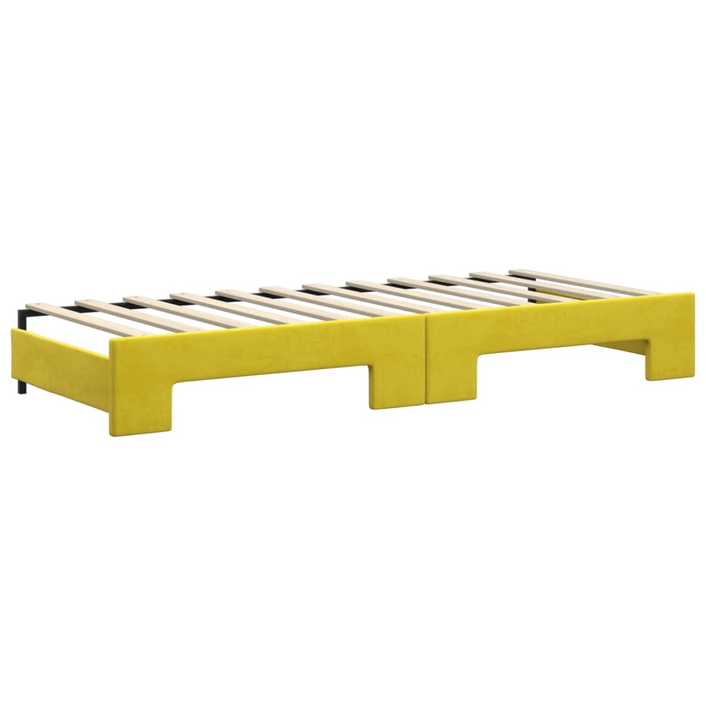 Divano Letto Estraibile con Cassetti Giallo 80x200cm in Velluto - homemem39