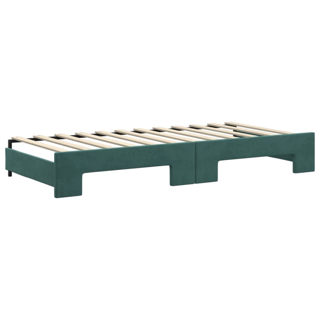 Divano Letto Estraibile Cassetti Verde Scuro 90x200cm Velluto