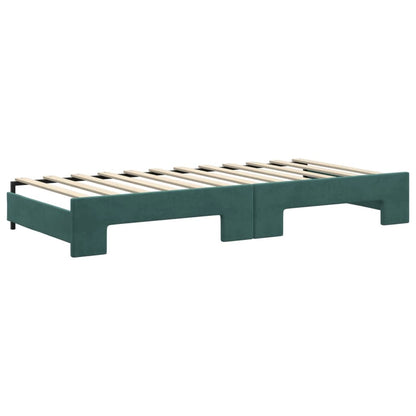 Divano Letto Estraibile Cassetti Verde Scuro 90x200cm Velluto