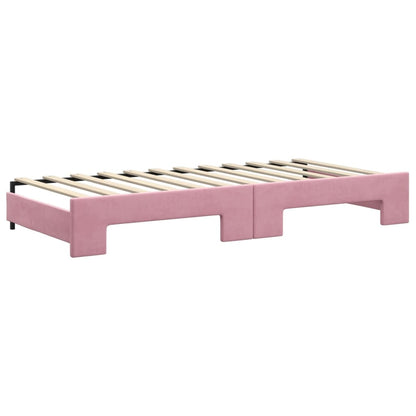 Divano Letto Estraibile con Cassetti Rosa 90x200 cm Velluto