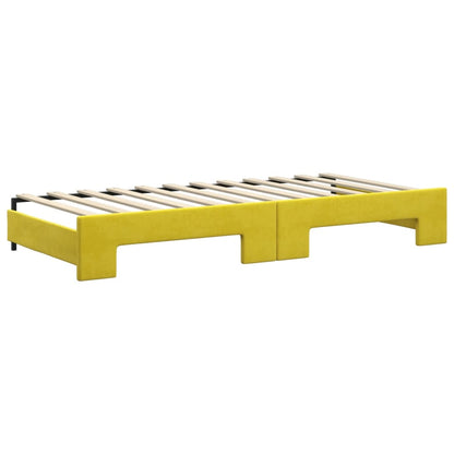 Divano Letto Estraibile con Cassetti Giallo 90x200cm in Velluto