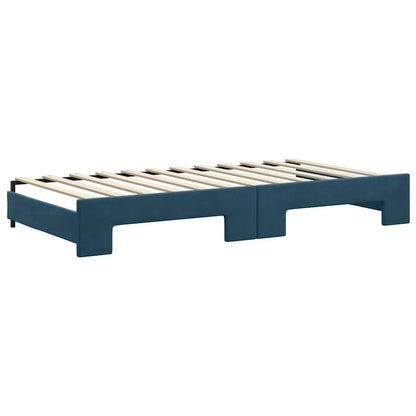 Divano Letto Estraibile con Cassetti Blu 100x200 cm in Velluto | homemem39