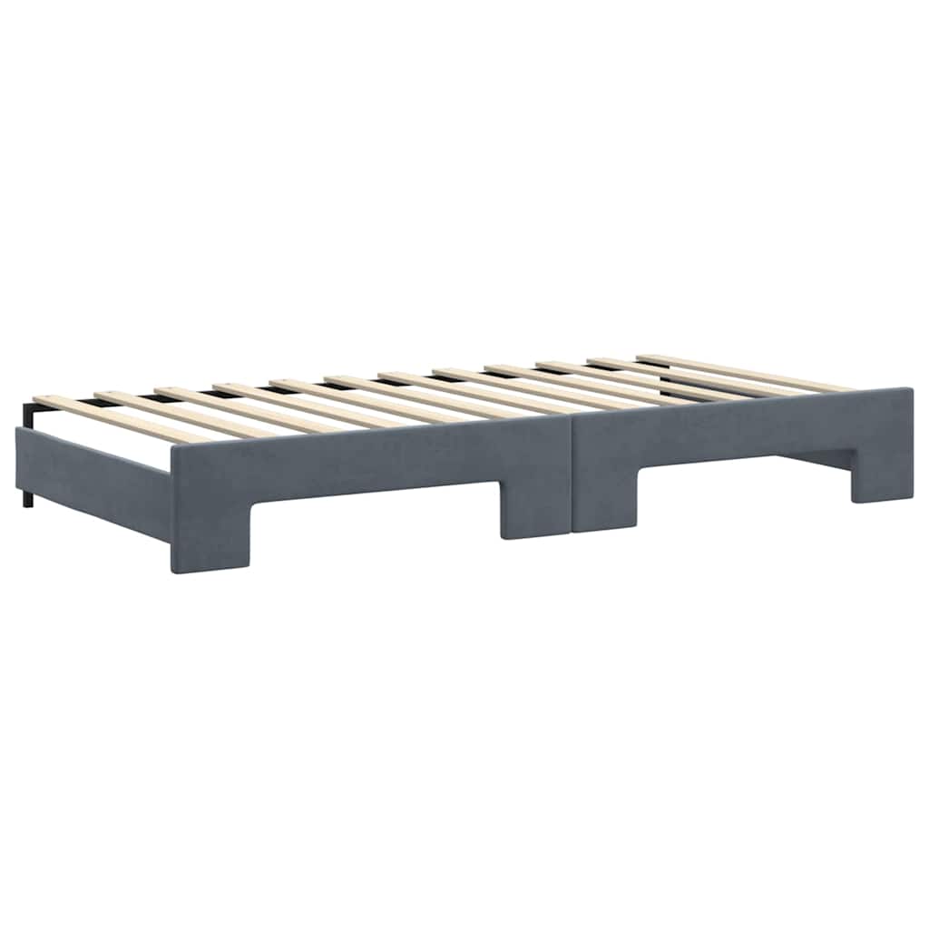 Divano Letto Estraibile Cassetti Grigio Scuro 100x200cm Velluto | homemem39