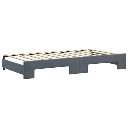 Divano Letto Estraibile Cassetti Grigio Scuro 100x200cm Velluto | homemem39