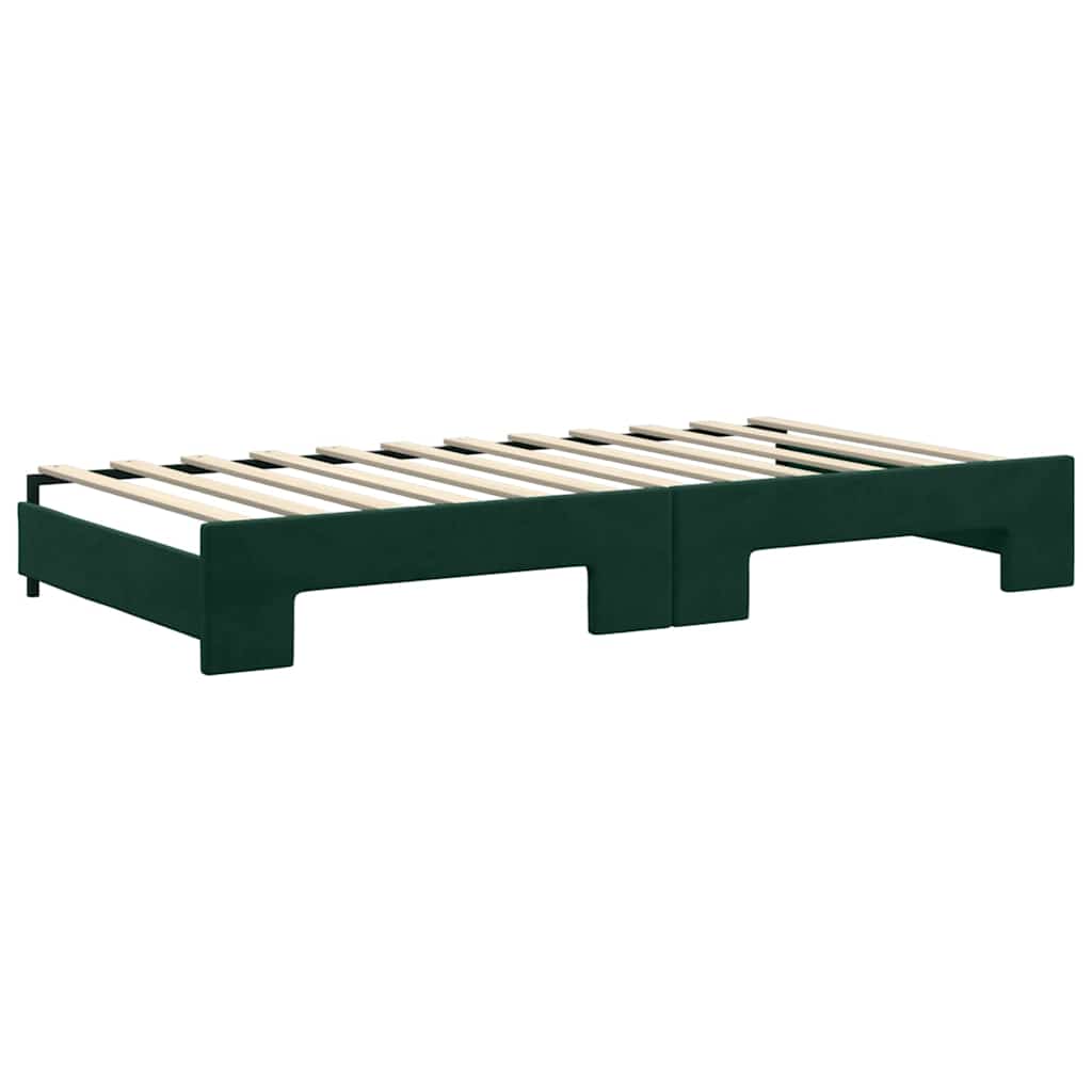 Divano Letto Estraibile Cassetti Verde Scuro 100x200cm Velluto | homemem39