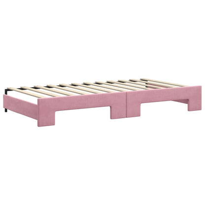 Divano Letto Estraibile con Cassetti Rosa 100x200 cm Velluto - homemem39