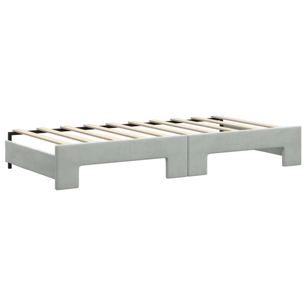 Divano Letto Estraibile Cassetti Grigio Chiaro 90x190cm Velluto - homemem39