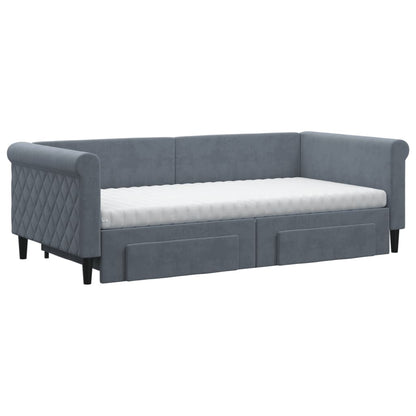 Divano Letto Estraibile Cassetti Grigio Scuro 90x190cm Velluto - homemem39