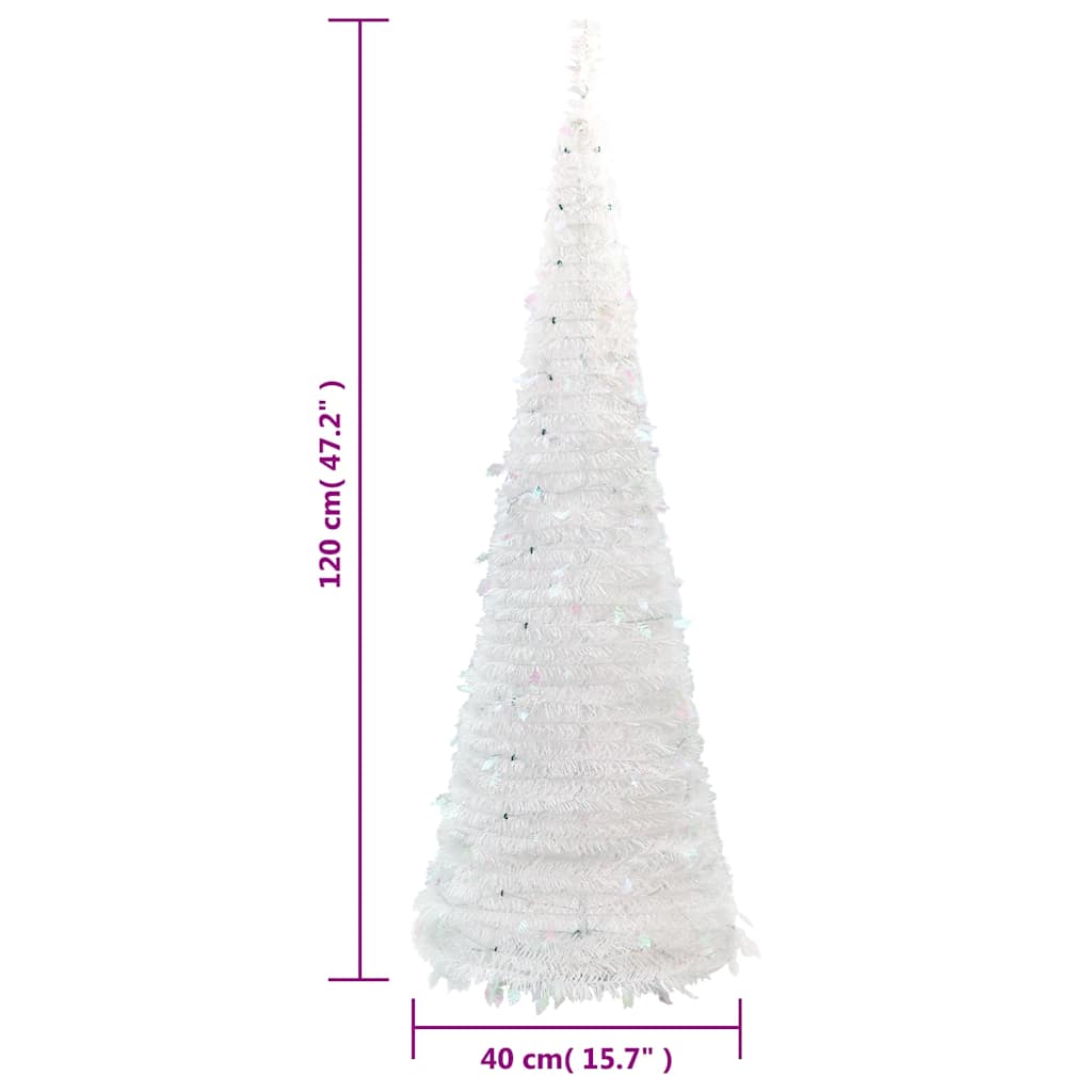 Albero di Natale Artificiale Pop-up con 50 LED Bianco 120 cm