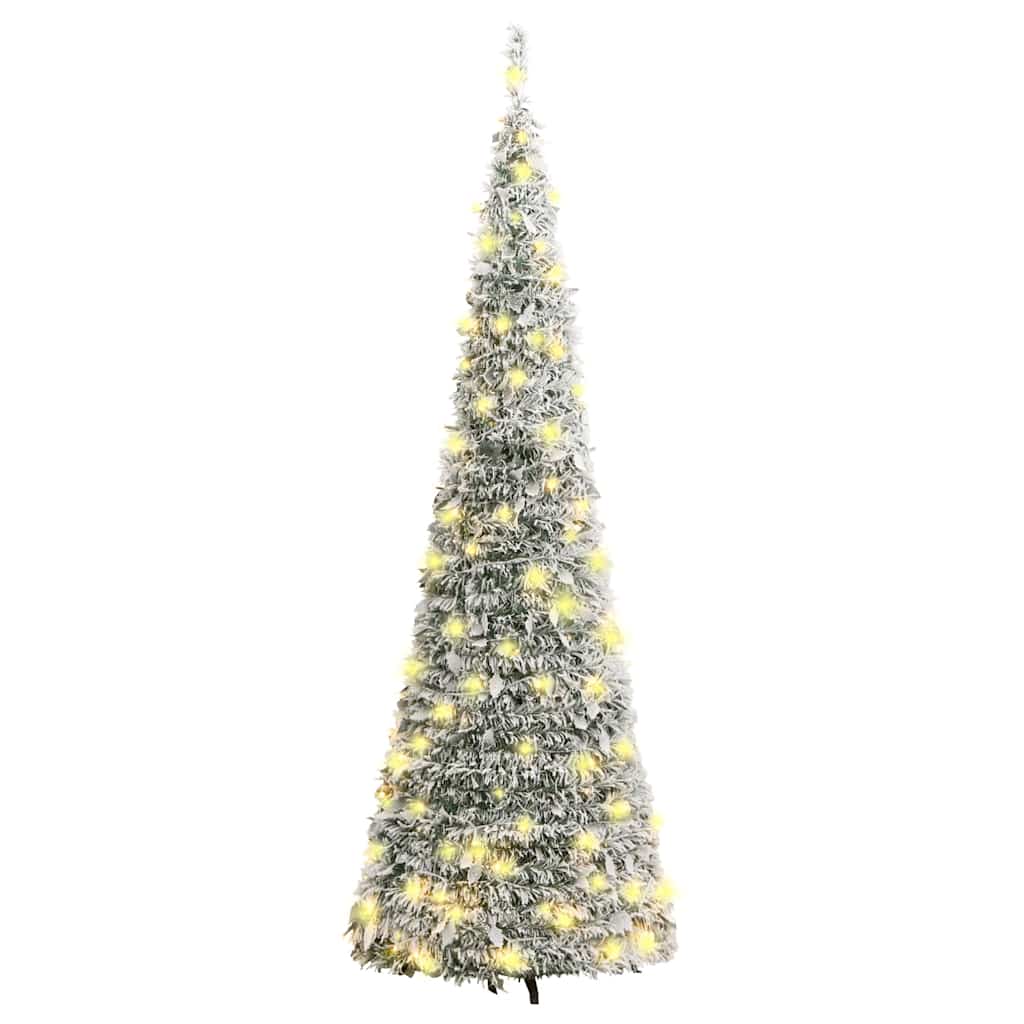Albero di Natale Artificiale Pop-up Neve Fioccata 50 LED 120 cm