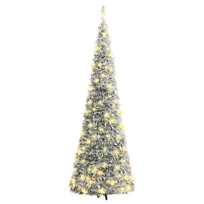 Albero di Natale Artificiale Pop-up Neve Fioccata 50 LED 120 cm