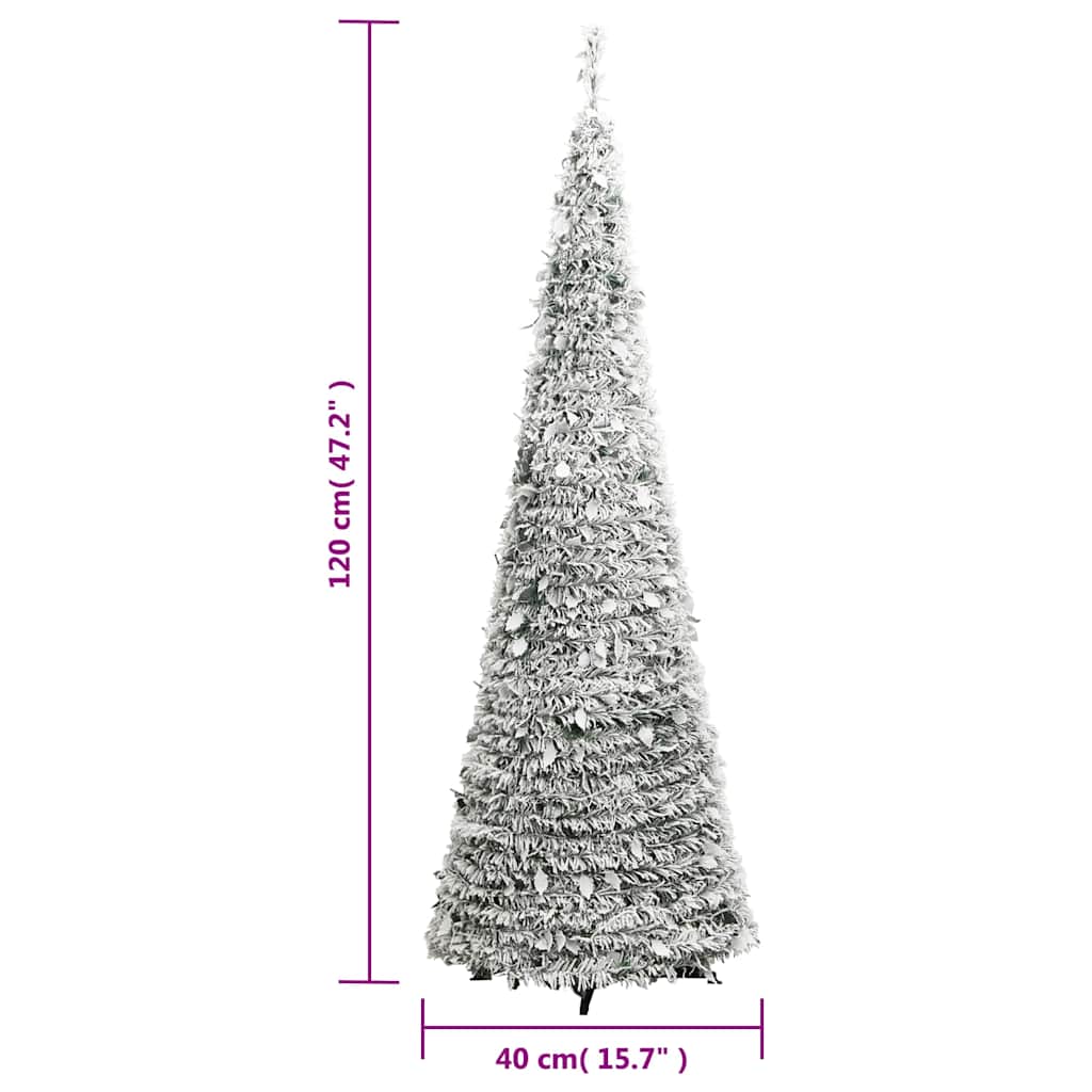 Albero di Natale Artificiale Pop-up Neve Fioccata 50 LED 120 cm