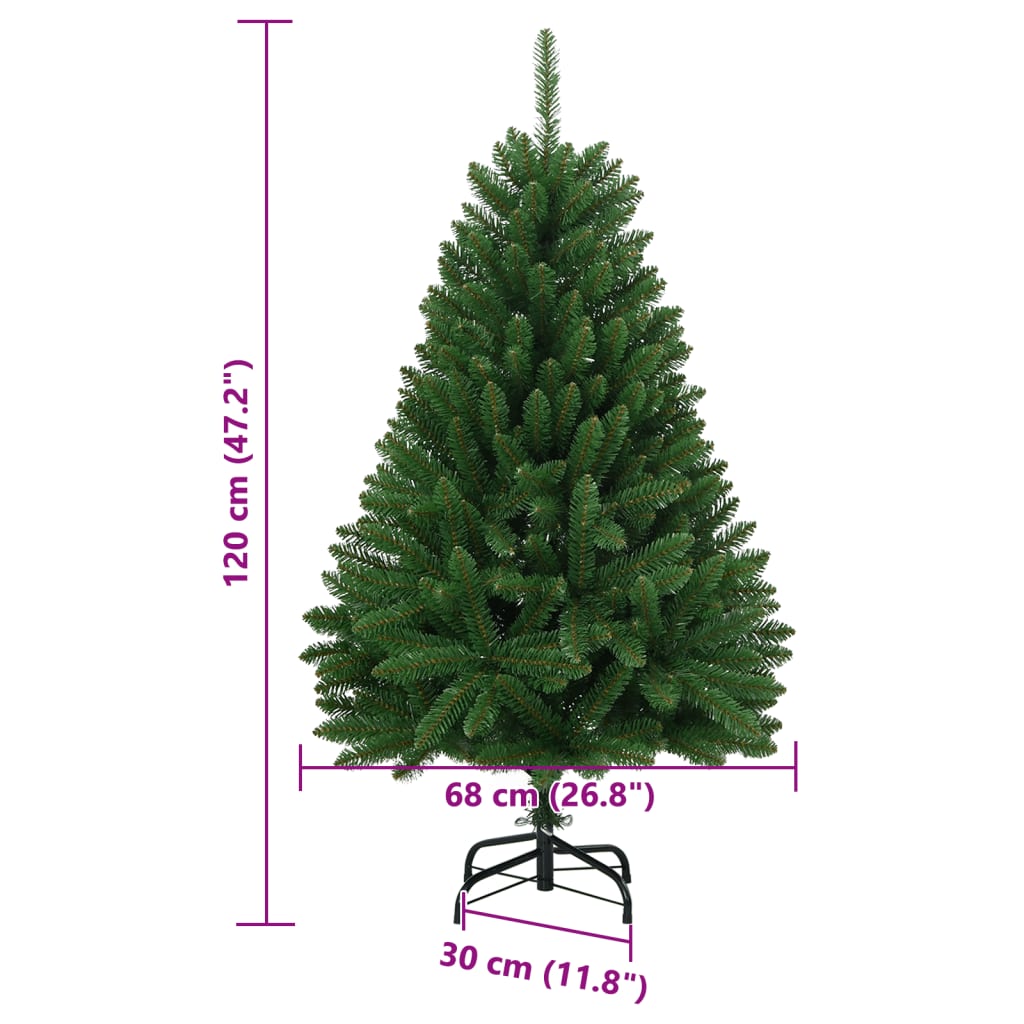 Albero di Natale Artificiale Incernierato con Base Verde 120 cm