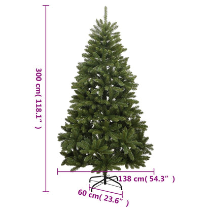 Albero di Natale Artificiale Incernierato con Base Verde 300 cm