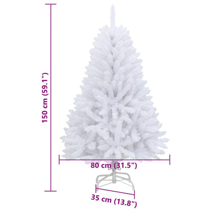 Albero di Natale Artificiale Incernierato con Base Bianco 150cm | homemem39