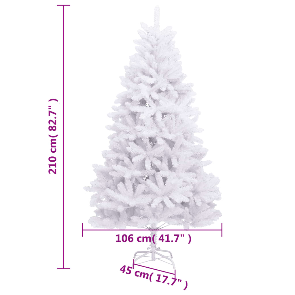 Albero di Natale Artificiale Incernierato con Base Bianco 210cm | homemem39